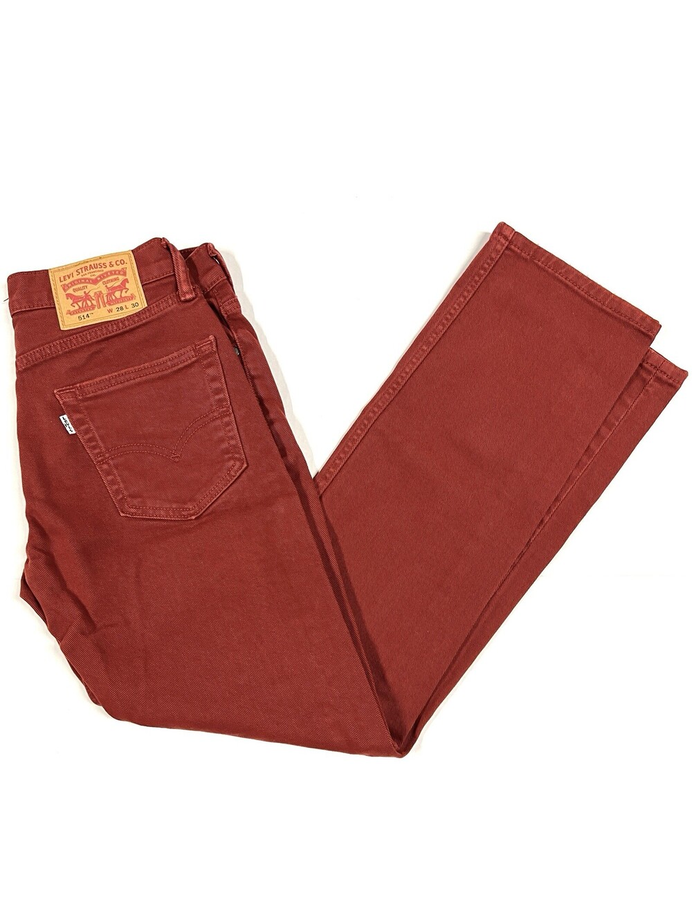 Levis 514 Straight Leg Jeans Men's 28x30 Medium Wash Red Denim Pants